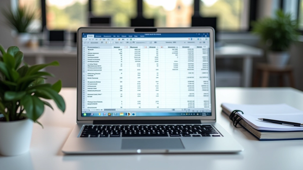 Digital budget tracking spreadsheet on laptop screen showing income and expense categories